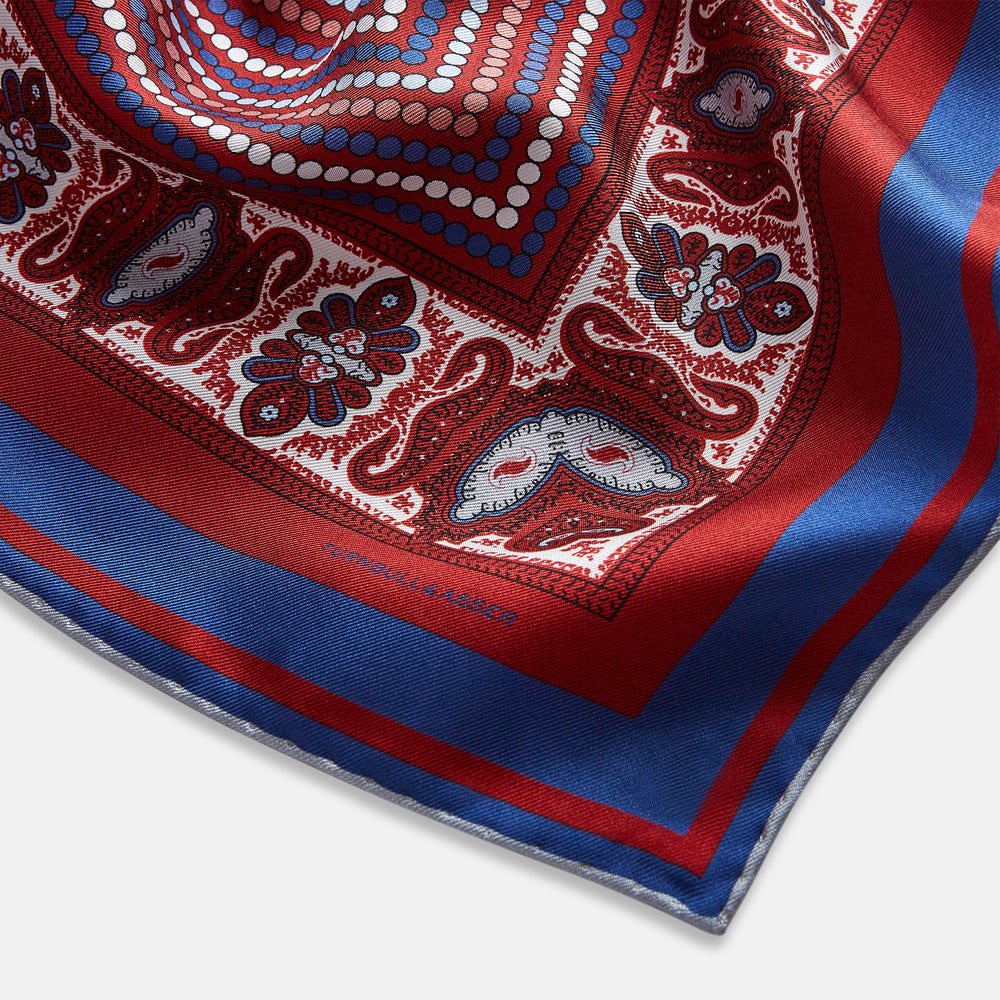 Red Dots and Paisley Silk Pocket Square OS