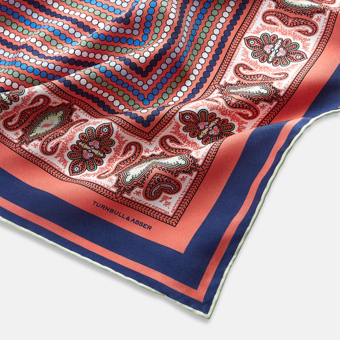 Orange Dots and Paisley Silk Pocket Square Image 1