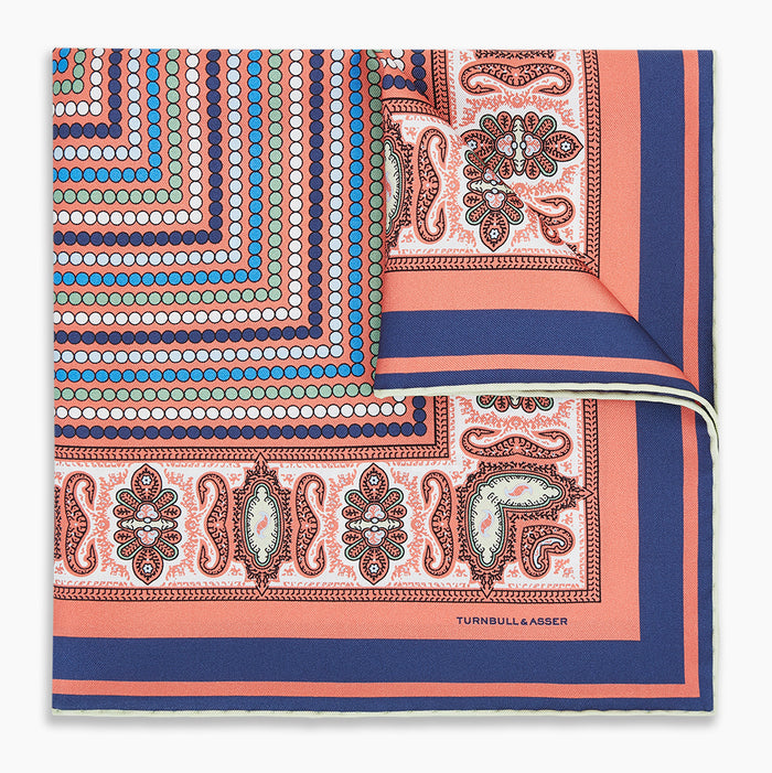 Orange Dots and Paisley Silk Pocket Square Image 4
