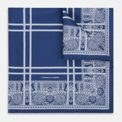 Azzurro Paisley Bandanda Patterned Silk Pocket Square