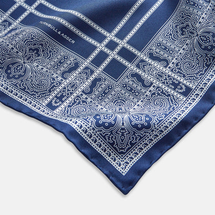 Azzurro Paisley Bandanda Patterned Silk Pocket Square Image 1