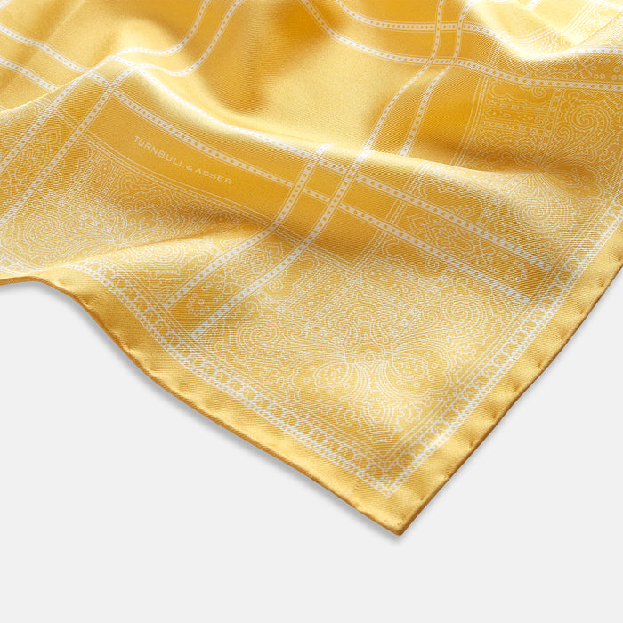 Banana Paisley Bandana Patterned Silk Pocket Square Image 1