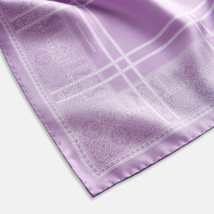 Lilac Paisley Bandana Patterned Silk Pocket Square Image 1