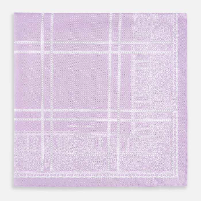 Lilac Paisley Bandana Patterned Silk Pocket Square Image 2
