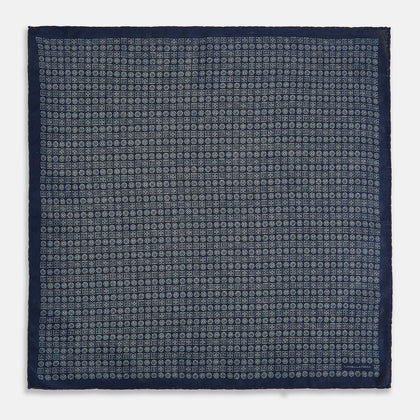 Rosette Navy Pocket Square in Silk Image 3