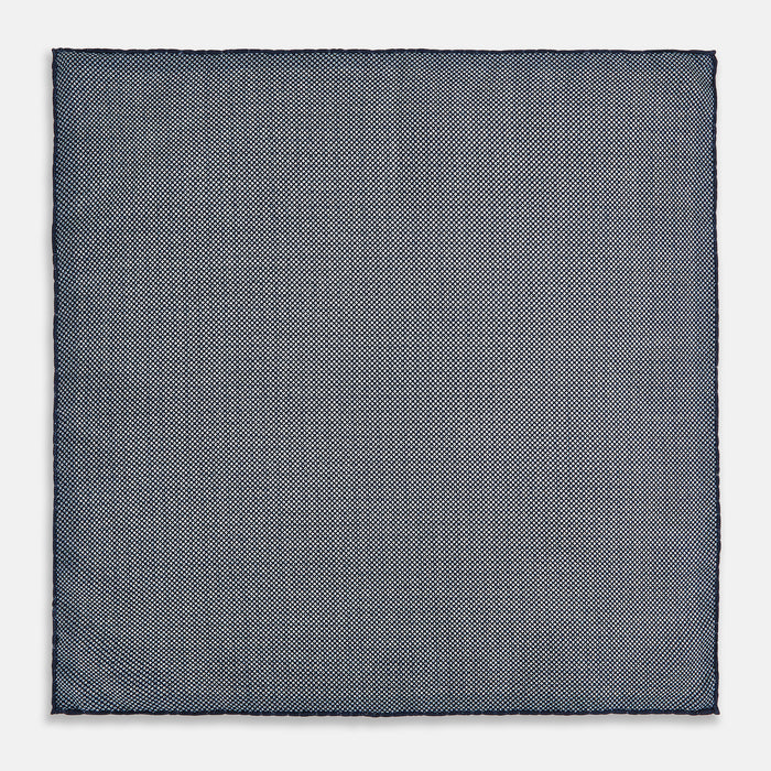 Rosette Navy Pocket Square in Silk Image 4