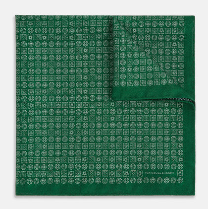 Rosette Green Pocket Square in Silk Image 1