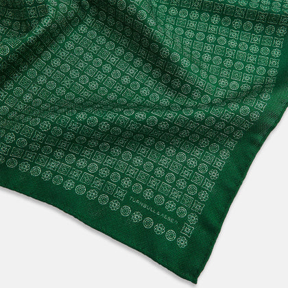 Rosette Green Pocket Square in Silk Image 2