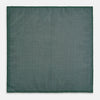 View 6 of product The Rosette Green Pocket Square in Silk by Turnbull & Asser UK features a small geometric medallion pattern and is shown folded to display a contrasting fine black-and-white design on the reverse side.