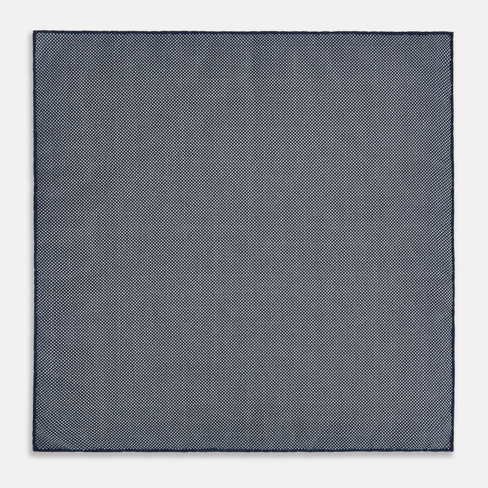 Checked Blue Pocket Square in Silk Image 5
