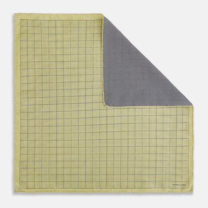 Checked Yellow Pocket Square in Silk Image 6