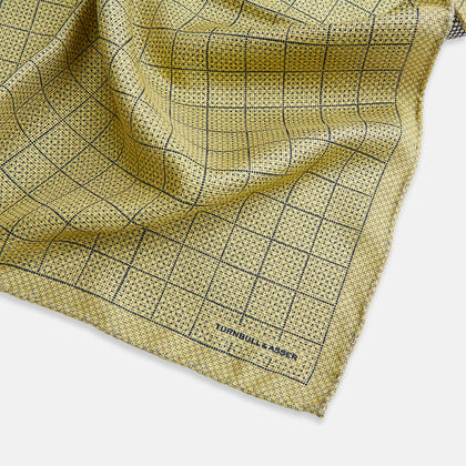 Checked Yellow Pocket Square in Silk Image 1