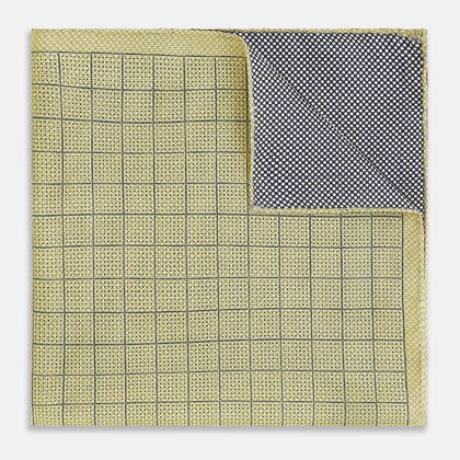 Checked Yellow Pocket Square in Silk Image 2