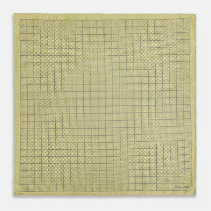 Checked Yellow Pocket Square in Silk Image 3