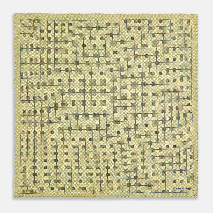 Checked Yellow Pocket Square in Silk Image 3