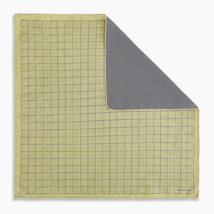 Checked Yellow Pocket Square in Silk Image 5