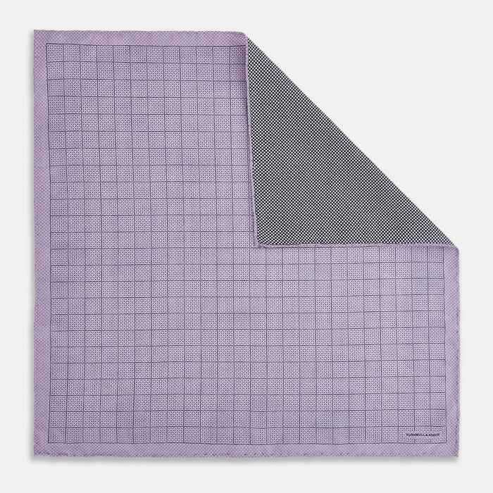 Checked Lilac Pocket Square in Silk Image 3