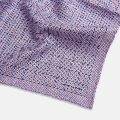 Checked Lilac Pocket Square in Silk Image 1