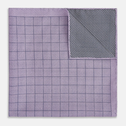 Checked Lilac Pocket Square in Silk Image 2