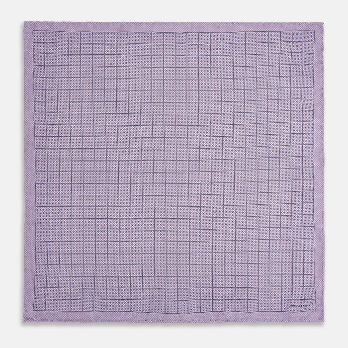 Checked Lilac Pocket Square in Silk Image 4