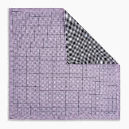 Checked Lilac Pocket Square in Silk Image 6