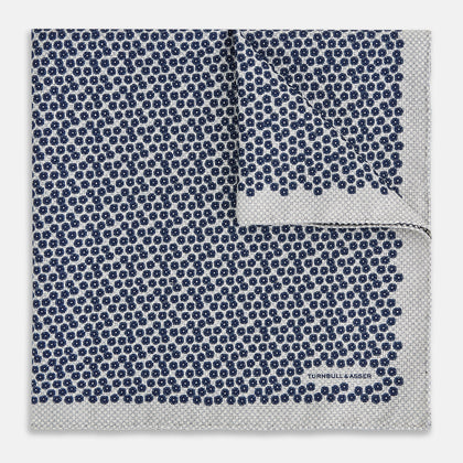 Floral Grey Pocket Square in Silk
