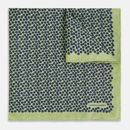 Floral Green Pocket Square in Silk