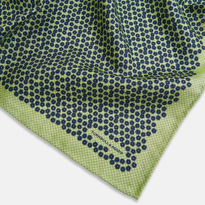 Floral Green Pocket Square in Silk Image 1