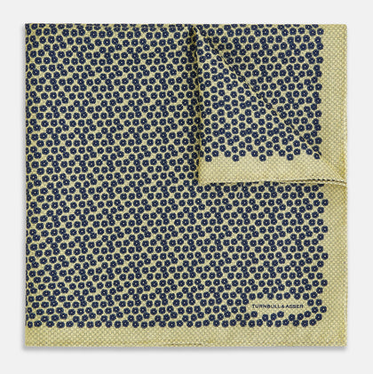 Floral Yellow Pocket Square in Silk