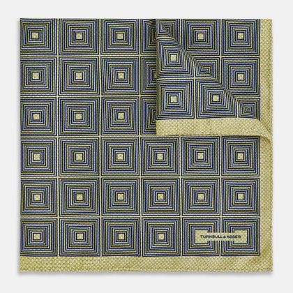 Geometric Yellow Tile Pocket Square in Silk