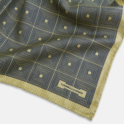 Geometric Yellow Tile Pocket Square in Silk Image 1