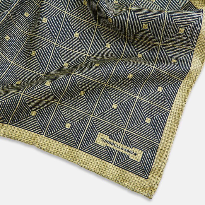 Geometric Yellow Tile Pocket Square in Silk Image 1