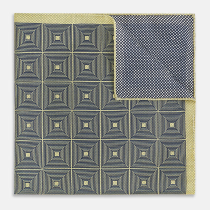Geometric Yellow Tile Pocket Square in Silk Image 3