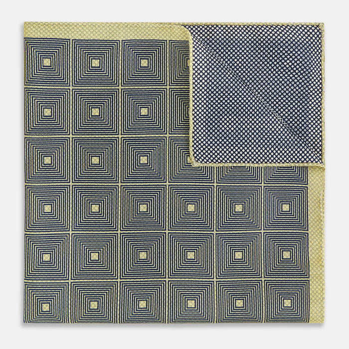 Geometric Yellow Tile Pocket Square in Silk Image 3