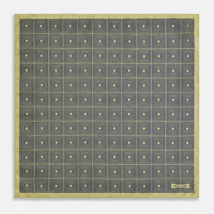 Geometric Yellow Tile Pocket Square in Silk Image 4
