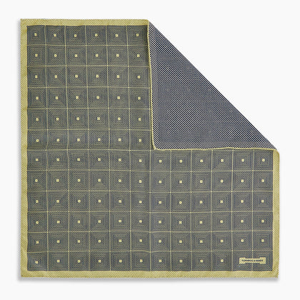 Geometric Yellow Tile Pocket Square in Silk Image 6