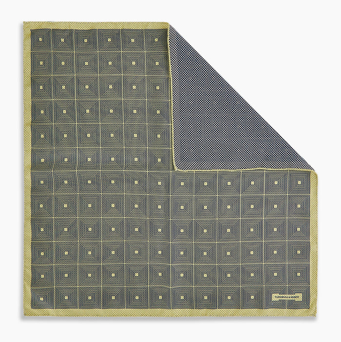 Geometric Yellow Tile Pocket Square in Silk Image 6