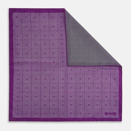 Geometric Purple Tile Pocket Square in Silk Image 2