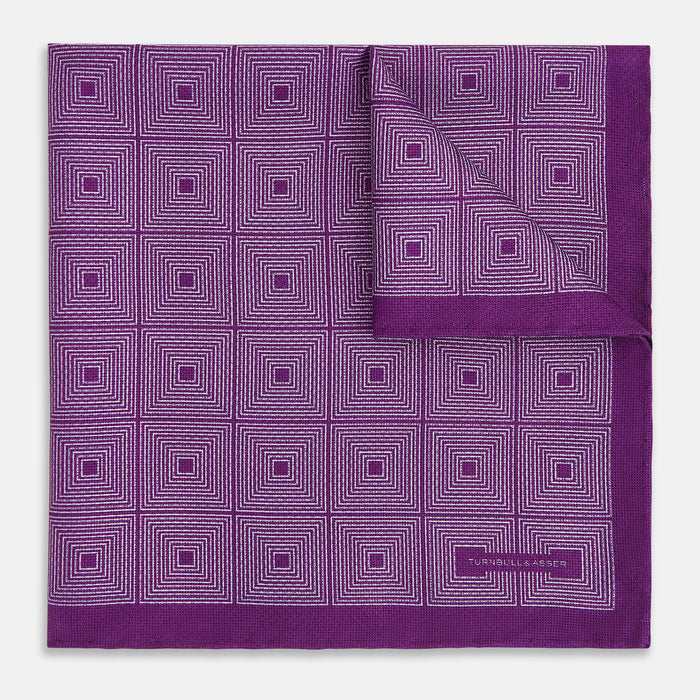 Geometric Purple Tile Pocket Square in Silk