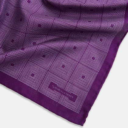 Geometric Purple Tile Pocket Square in Silk Image 1