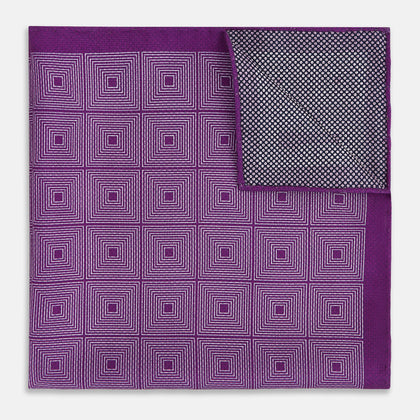 Geometric Purple Tile Pocket Square in Silk Image 3