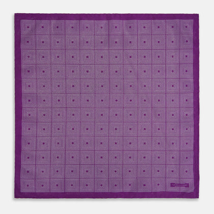 Geometric Purple Tile Pocket Square in Silk Image 4