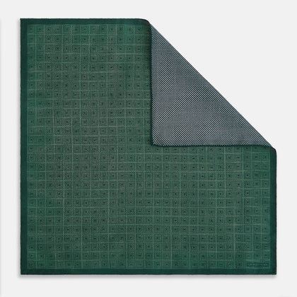 Geometric Green Tile Pocket Square in Silk