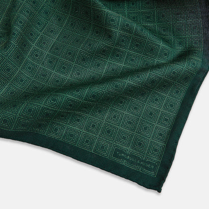 Geometric Green Tile Pocket Square in Silk Image 2