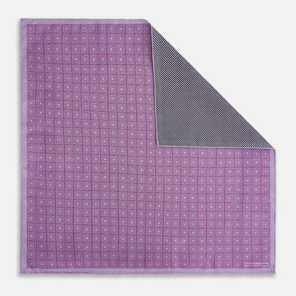 Geometric Lilac Tile Pocket Square in Silk Image 2