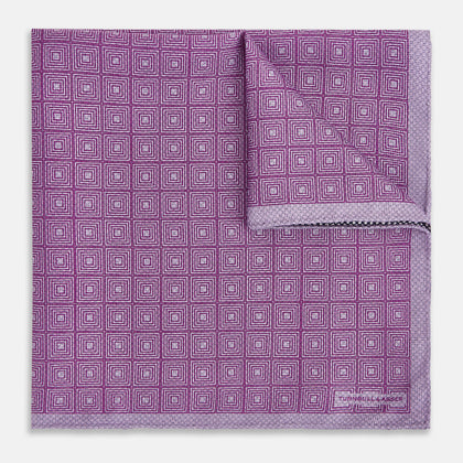 Geometric Lilac Tile Pocket Square in Silk