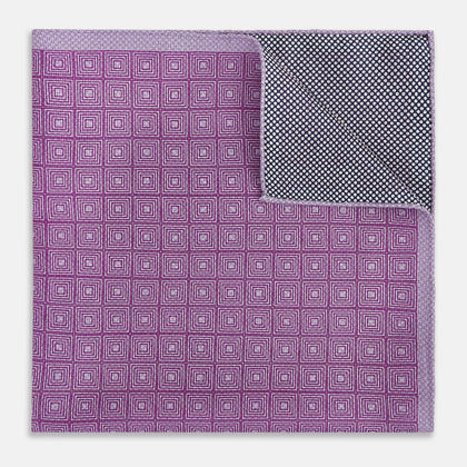 Geometric Lilac Tile Pocket Square in Silk Image 3