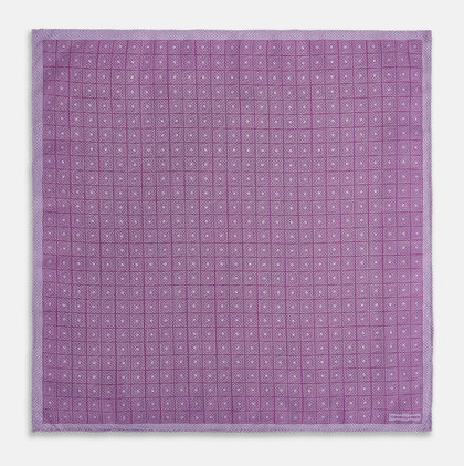 Geometric Lilac Tile Pocket Square in Silk Image 4