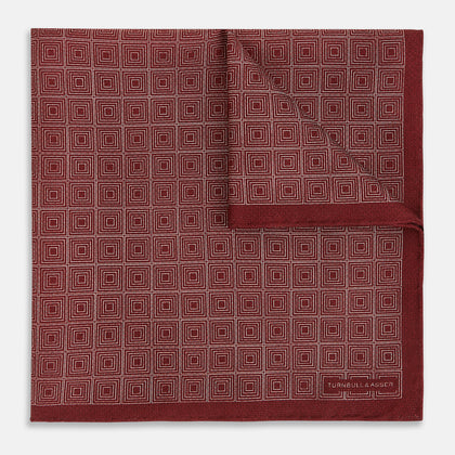 Geometric Burgundy Tile Pocket Square in Silk