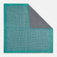 A geometric green silk pocket square by Turnbull & Asser UK, featuring a subtle houndstooth weave with a teal border, and partially folded to reveal a contrasting black and white micro-dot reverse pattern.